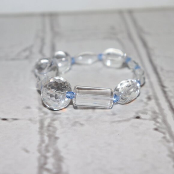 ❄️💙 Clear Glass & Blue Crystal Bracelet · 7" · Frosted Glow ✨ - Picture 5 of 5